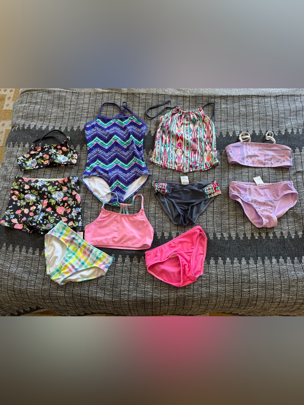 Girls Multi-Piece Swim Set - Pink, Purple & Aqua Mix 5 Lot Size Medium
